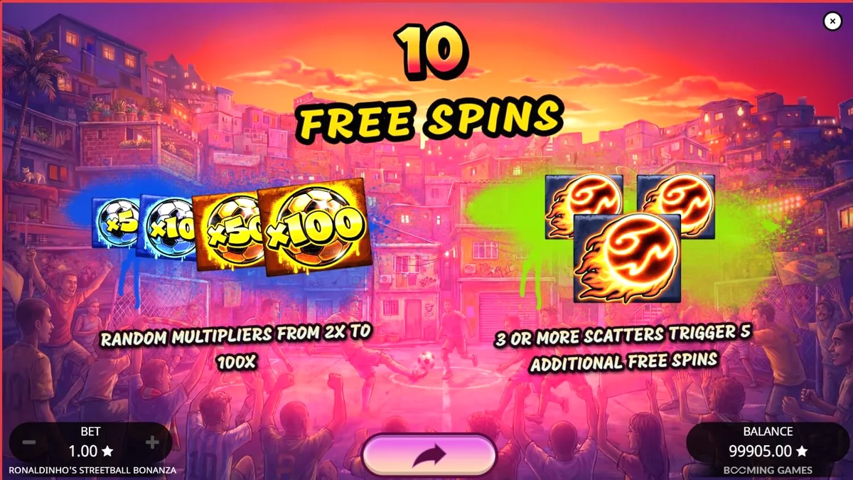 Ronaldinho’s Streetball Bonanza slot gameplay interface